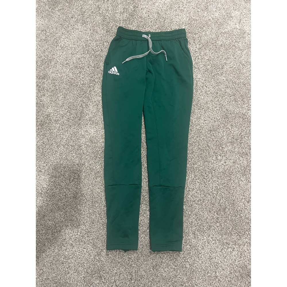Adidas Mens XS Forest Green Fleece Lined Soccer Training Pants Ankle Zip Joggers